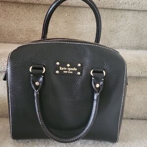Kate Spade Black Satchel with Structured Leather and Dome Shape